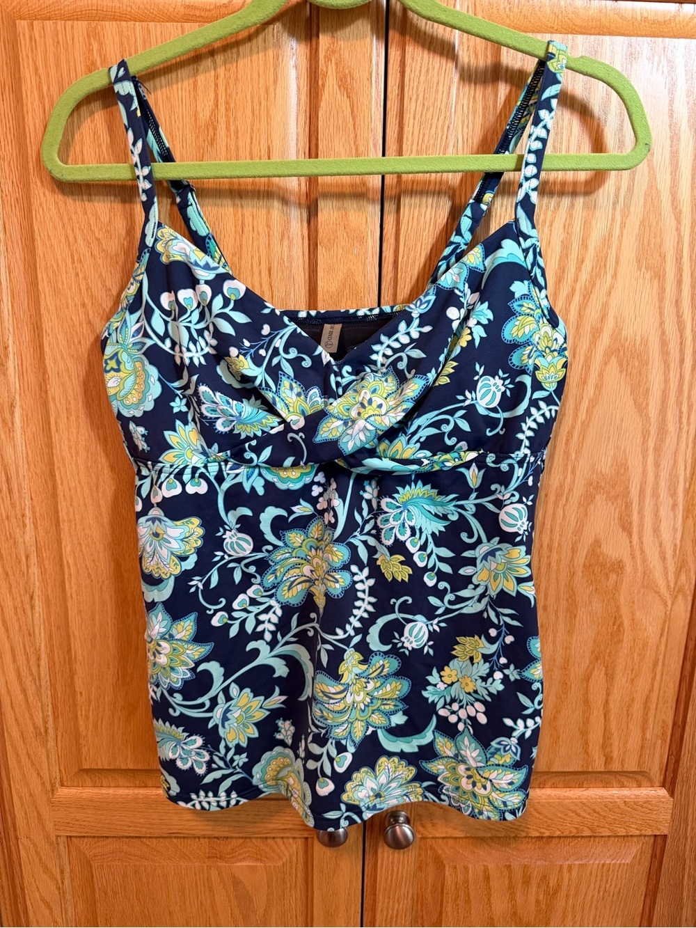 End of summer sale!! Lands' End Navy/Aqua Floral Swimsuit- Underwire, size 10